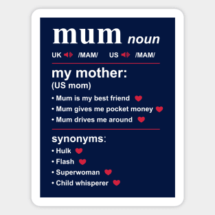 Definition of Mum for Dark Background Magnet